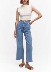 Mango Women's High Waist Culotte Jeans - Medium Blue