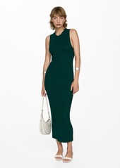 Mango Women's Knit Long Dress - Dark Green