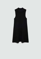 Mango Women's Knitted Perkins Neck Dress - Black