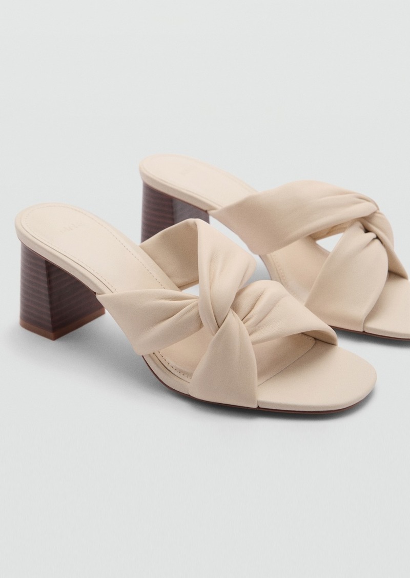 Mango Women's Knot Leather Sandals - Ecru