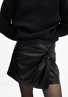 Mango Women's Leather-Effect Culottes - Black