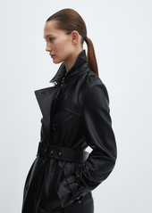 Mango Women's Leather-Effect Trench Coat - Black