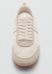 Mango Women's Leather Panels Canvas Sneakers - Beige