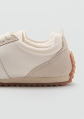 Mango Women's Leather Panels Canvas Sneakers - Beige