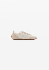 Mango Women's Leather Panels Canvas Sneakers - Beige