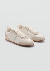 Mango Women's Leather Panels Canvas Sneakers - Beige