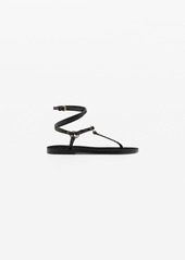 Mango Women's Leather Straps Sandals - Black