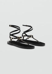 Mango Women's Leather Straps Sandals - Black