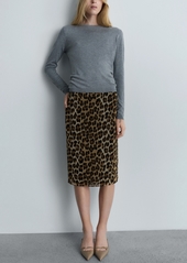 Mango Women's Leopard Midi Skirt - Brown