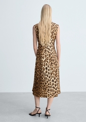 Mango Women's Leopard-Print Shirt Dress - Brown