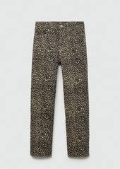 Mango Women's Leopard-Print Straight Jeans - Brown