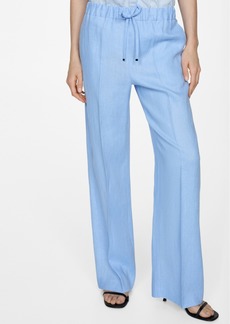 Mango Women's Linen-Blend Elastic Waist Trousers - Lt-pastel