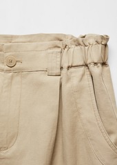 Mango Women's Linen Cargo Pants - Light Beig