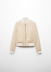 Mango Women's Linen Lyocell Bomber Jacket - Beige