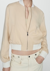 Mango Women's Linen Lyocell Bomber Jacket - Beige