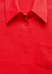 Mango Women's Linen Shirt - Coral Red