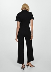 Mango Women's Long Chest-Pocket Jumpsuit - Black