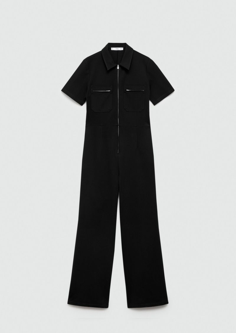 Mango Women's Long Chest-Pocket Jumpsuit - Black