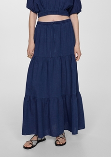 Mango Women's Long Cotton Flared Skirt - Night Blue