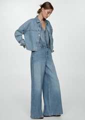 Mango Women's Long Denim Jumpsuit - Medium Blue