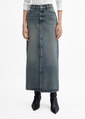 Mango Women's Long Denim Skirt - Open Blue