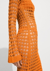 Mango Women's Long Openwork Knitted Dress - Orange