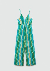 Mango Women's Long Printed Jumpsuit - Green