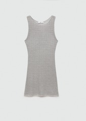 Mango Women's Lurex Knit Dress - Silver