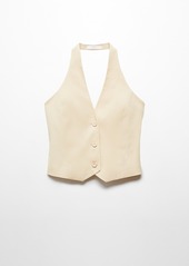 Mango Women's Lyocell Halter Waistcoat - Light Beig