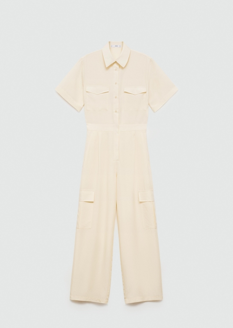 Mango Women's Lyocell Shirt Jumpsuit - Pastel Yellow