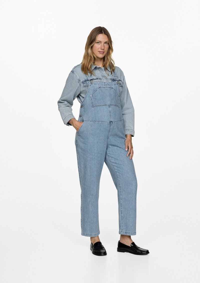 Mango Women's Maternity Denim Dungarees - Medium Blue