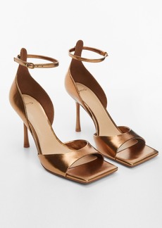 Mango Women's Metallic Heel Sandals - Copper