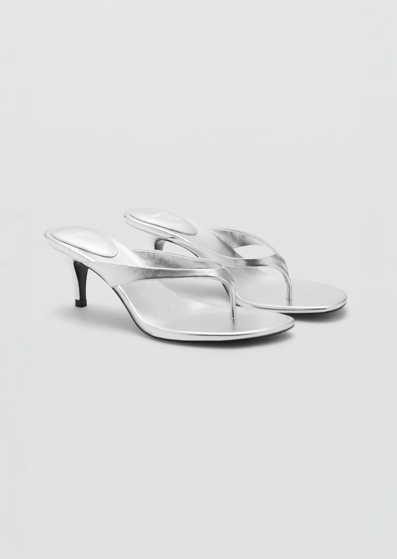 Mango Women's Metallic Heel Sandals - Silver