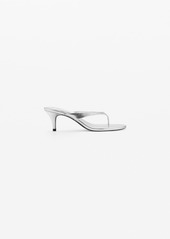 Mango Women's Metallic Heel Sandals - Silver