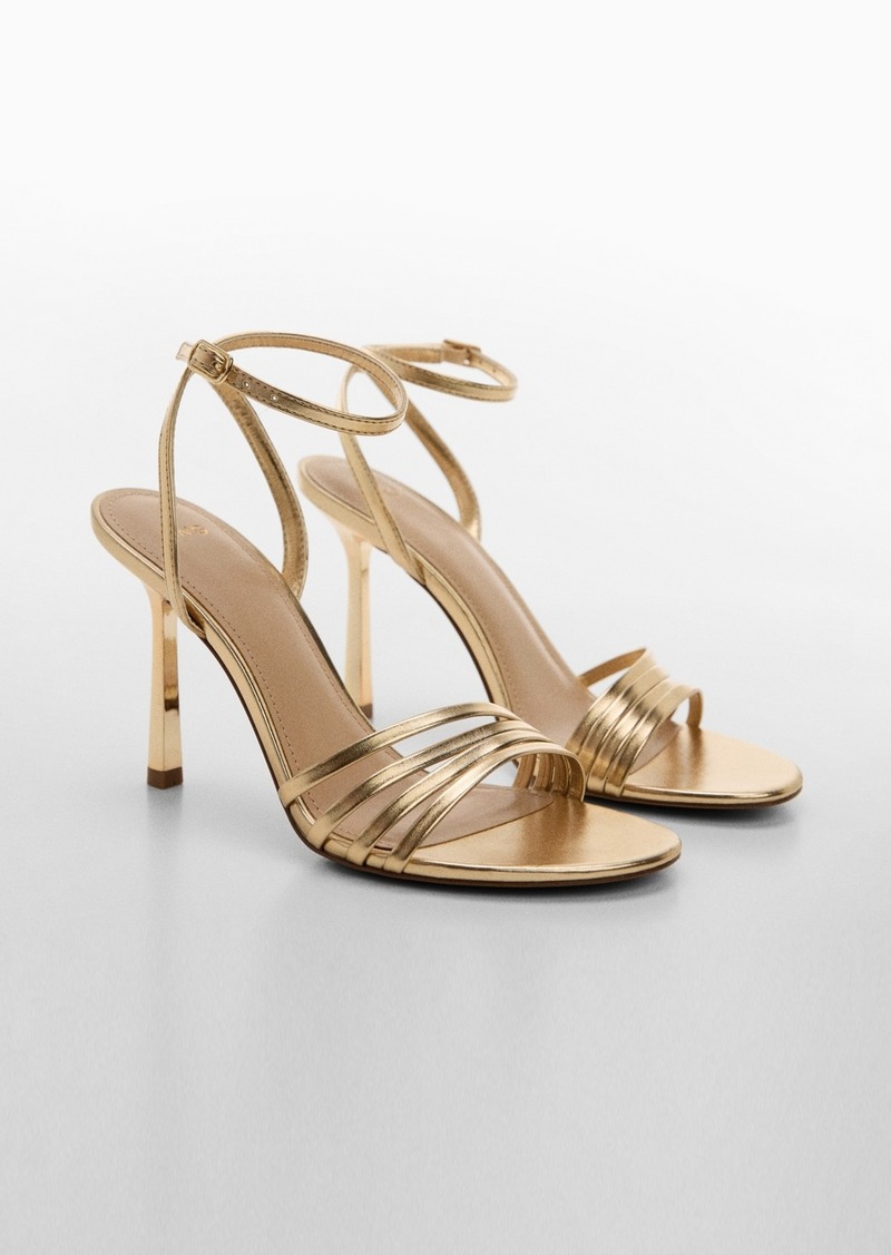 Mango Women's Metallic Strap Sandals - Gold