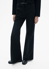 Mango Women's Mid-Rise Flared Trousers - Black