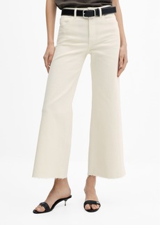 Mango Women's Mid Waist Culotte Jeans - Lt Pastel