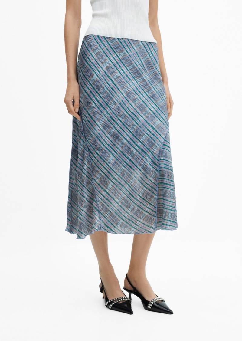 Mango Women's Midi Satin Skirt - Medium Blue