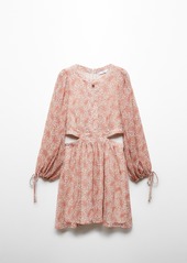 Mango Women's Openings Detail Paisley Dress - Pastel Pink