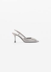 Mango Women's Patent Leather Slingback-Heeled Shoes - Grey