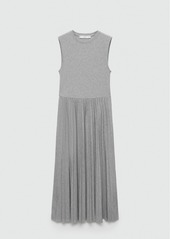 Mango Women's Pleated Long Dress - Medium Heather Gray