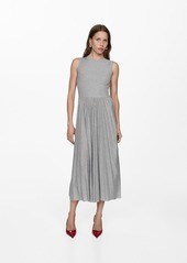 Mango Women's Pleated Long Dress - Medium Heather Gray