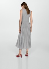 Mango Women's Pleated Long Dress - Medium Heather Gray