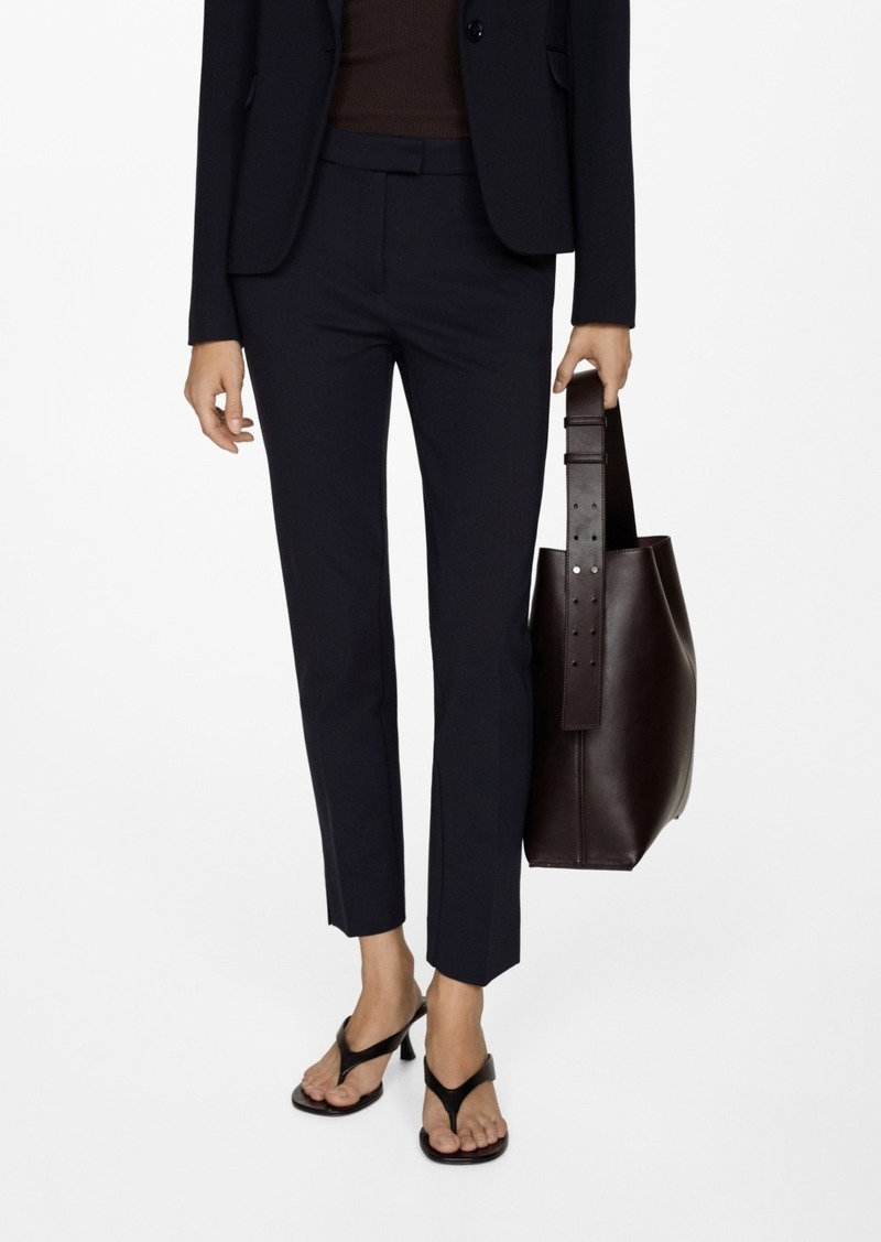 Mango Women's Pleated Suit Pants - Dark Navy