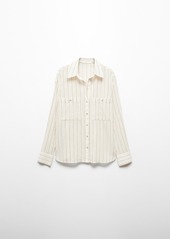 Mango Women's Pocket Striped Shirt - Natural White