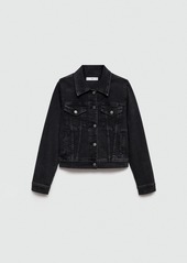 Mango Women's Pocketed Denim Jacket - Black denim