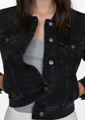 Mango Women's Pocketed Denim Jacket - Black denim