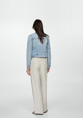 Mango Women's Pocketed Denim Jacket - Light Blue