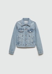 Mango Women's Pocketed Denim Jacket - Light Blue