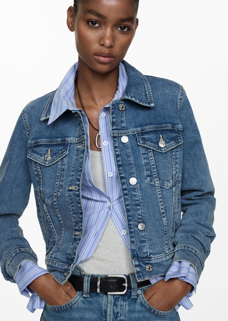 Mango Women's Pocketed Denim Jacket - Medium Blue